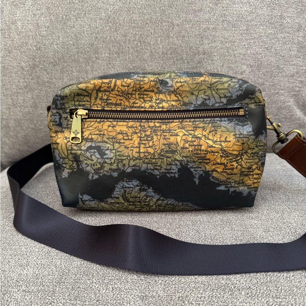Patricia Nash Piper Coated Linen Canvas Crossbody bag in Greek Map